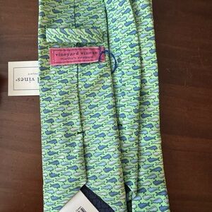 Vineyard Vines Blue and Green Whale Print Tie